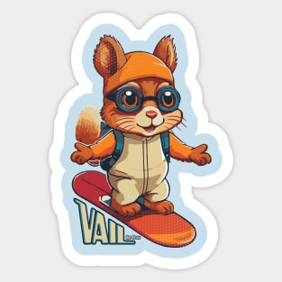 Cute Squirrel Snowboarding Vail Sticker